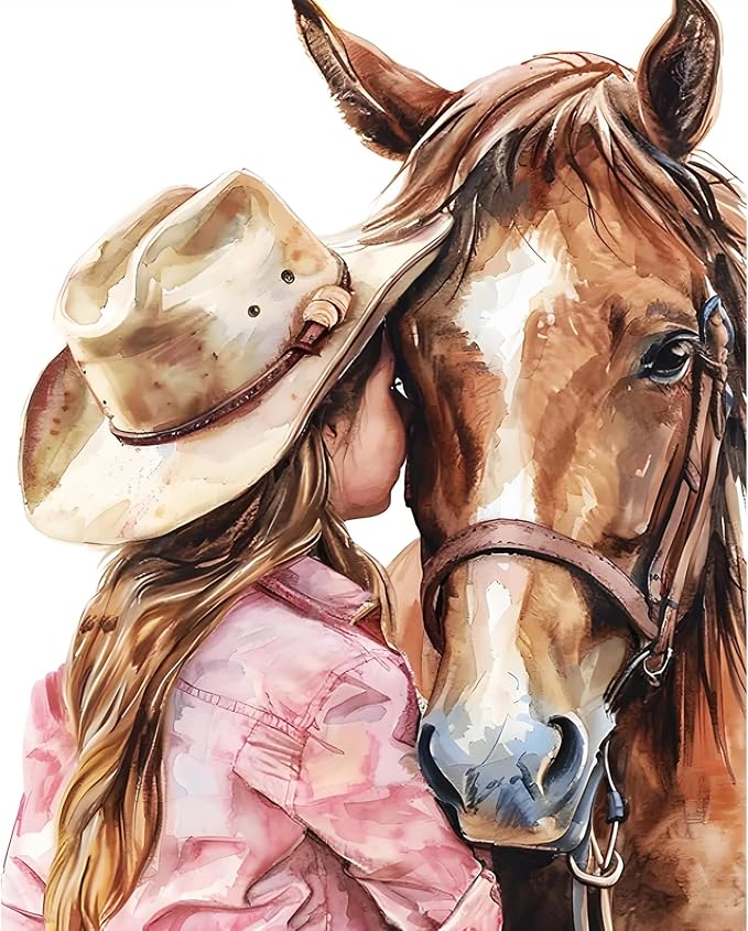 Paint by Numbers Kit for Adults, Horse DIY Painting Kit, 16x20 Inch | Cowgirl by CytheronDIYKit