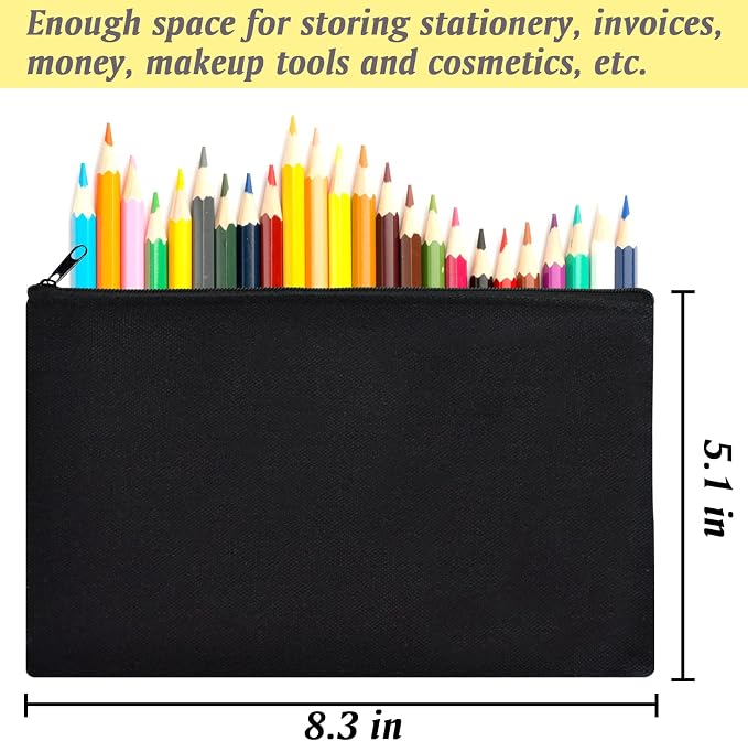 ZeeDix Canvas Zipper Pouch Bulk – 8.3 x 5 Inches Cotton Canvas Pouches - Image 2
