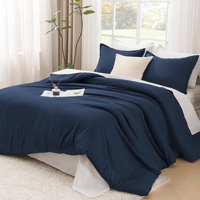 Litanika Navy Blue Oversized King Comforter Set Super King Plus Size, 3 Pieces by Litanika
