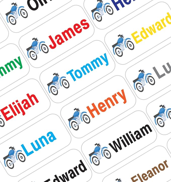 Personalized Name Labels for Kids – 60 Waterproof Peel-and-Stick Labels for by GILBIN