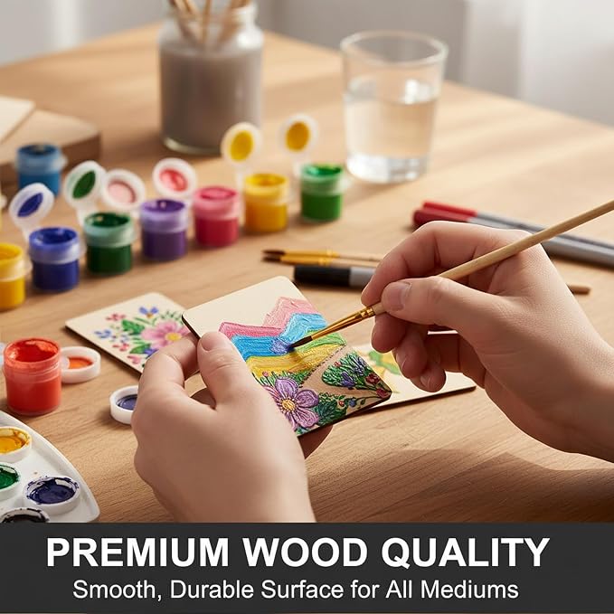 100 Pcs Unfinished Wood Pieces Blank Wood Squares Round Corner - Image 5
