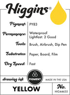 Higgins Yellow Pigmented Drawing Ink - Image 3