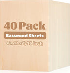 MIVIDE 40 Pack Basswood Sheets, 2mm Basswood by MIVIDE