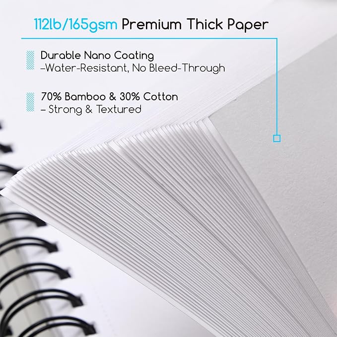 MEEDEN Mixed Media Paper Pad: 8" x 10" 112lb/165gsm Spiral Bound Mixed Media - Image 4