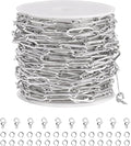 SMYHTGLIF 16.4 Feet Silver Stainless Steel Jewelry Making Chains Oval Paperclip by SMYHTGLIF