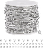 SMYHTGLIF 16.4 Feet Silver Stainless Steel Jewelry Making Chains Oval Paperclip by SMYHTGLIF