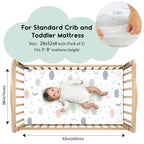 Yoofoss Baby Crib Sheets for Boys Girls, Fitted Crib Sheet 2 Pack for Standard - Image 2