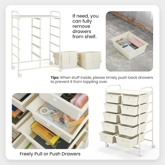 BECOMFORT 10-Drawer Rolling Cart - Image 4