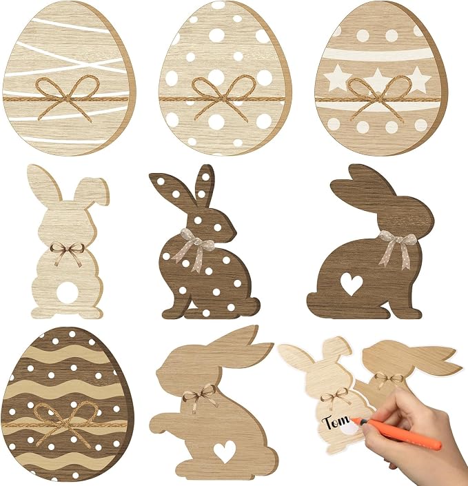 Funrous 80 Pcs Easter Paper Cutouts Farmhouse Rustic Bunny Egg Cutouts Easter - Image 7