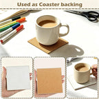 36Pcs 4 Inch Self Adhesive Cork Sheets, 2mm Thick, Thin Cork Tiles - Image 2