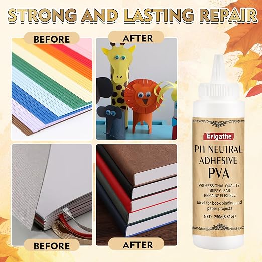 250g Book Glue, Neutral PH PVA Adhesive, All-Purpose, Dries Clear and Remains - Image 4