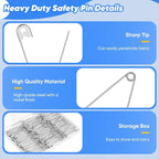 Huhuhero 200Pcs Safety Pins for Clothes, 2.2 inches Large Heavy Duty Safety Pins - Image 3