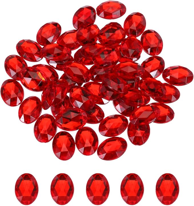 MECCANIXITY 50Pcs Acrylic Oval Gems 13x18 mm Flat Back Artificial Rhinestones by MECCANIXITY