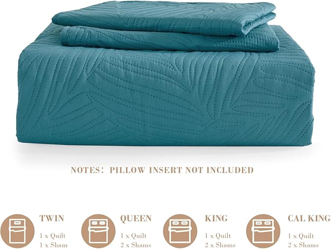 Exclusivo Mezcla King Size Quilt Bedding Set, Lightweight Teal Quilts King Size - Image 6