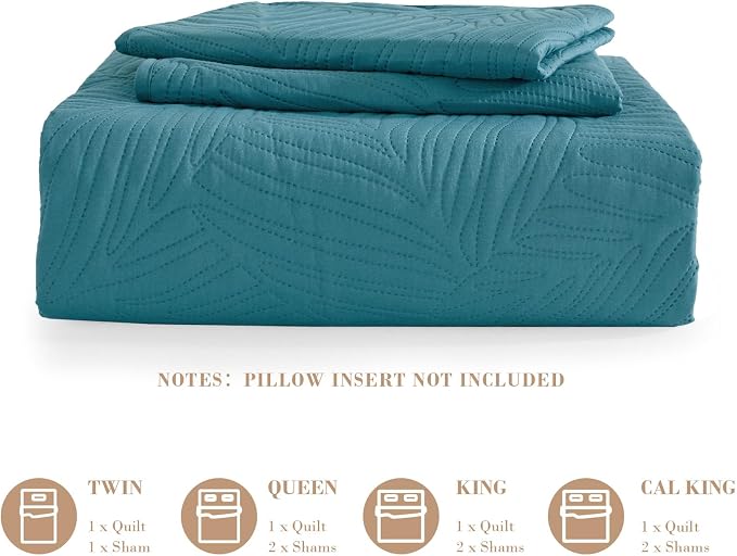 Exclusivo Mezcla California King Quilt Bedding Set, Lightweight Teal Quilts Cal - Image 6