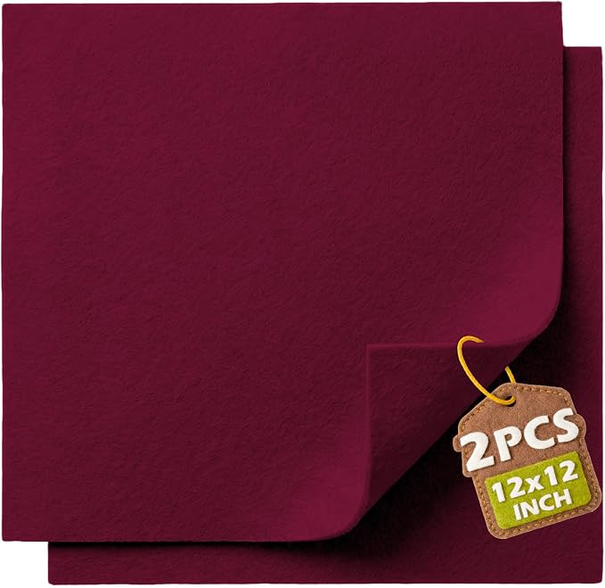 Wine Red Soft Felt Sheets for Crafts, 1.6mm Thick, Handmade Crafts, DIY Projects by Grainear