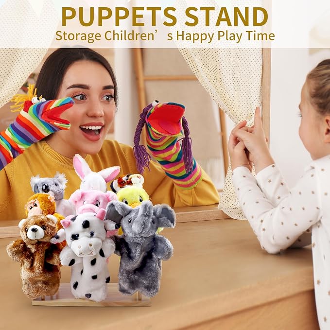 Wooden Puppet Stand, Education Wooden Puppet Tree Store and Display Doll Holder - Image 2