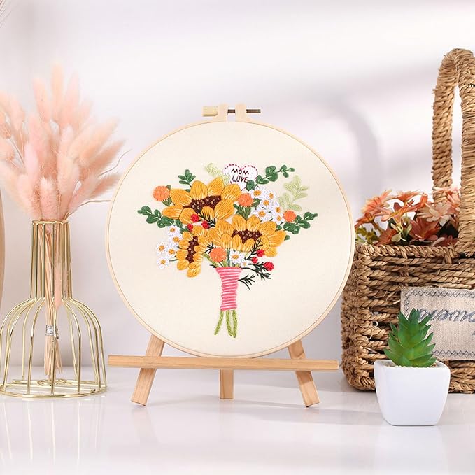 FONNUY Bouquet Flowers Embroidery Kit Love Mom - Image 4
