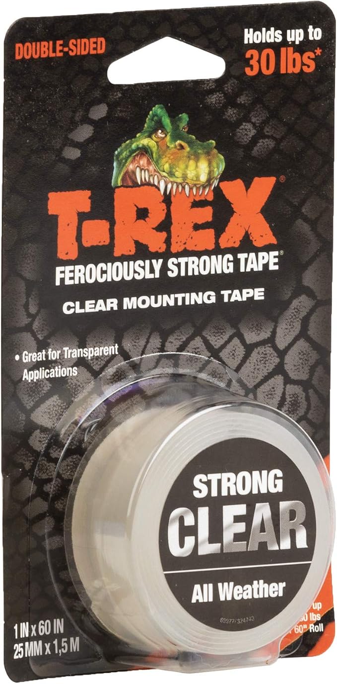 T-Rex Strong Hold Clear Double Sided Mounting Tape, Heavy Duty, All Weather by T-Rex