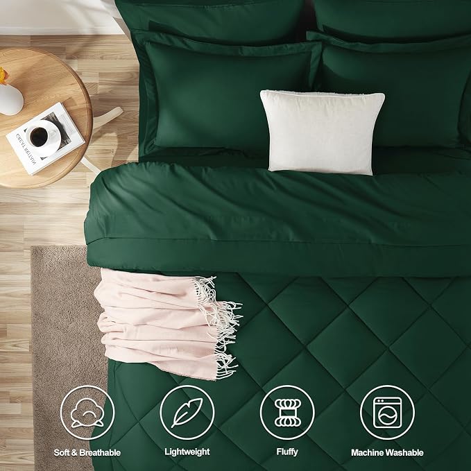 CozyLux Twin XL Comforter Set Emerald Green - Image 2