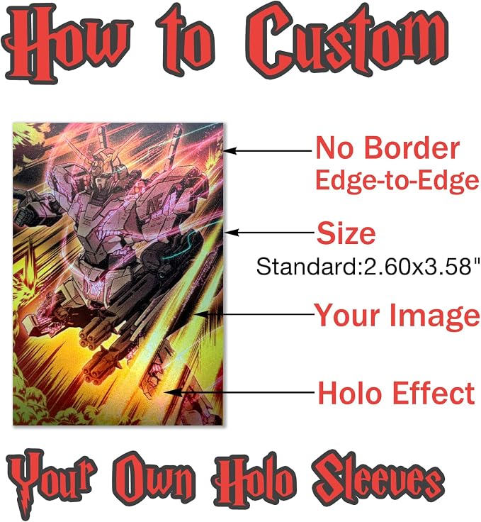 Custom Holographic Card Sleeves No Border, Laser Flashing Shiny Design - Image 2