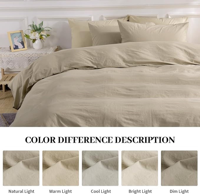 NEXHOME PRO Duvet Cover Set 100% Washed Cotton Oversized King 120"x98" Linen - Image 3