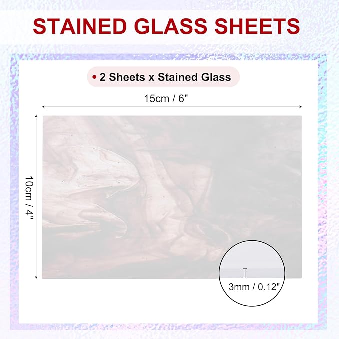 PATIKIL 4 x 6 Inch Transparent Stained Glass Sheets, 2 Sheets Mosaic Glass - Image 2