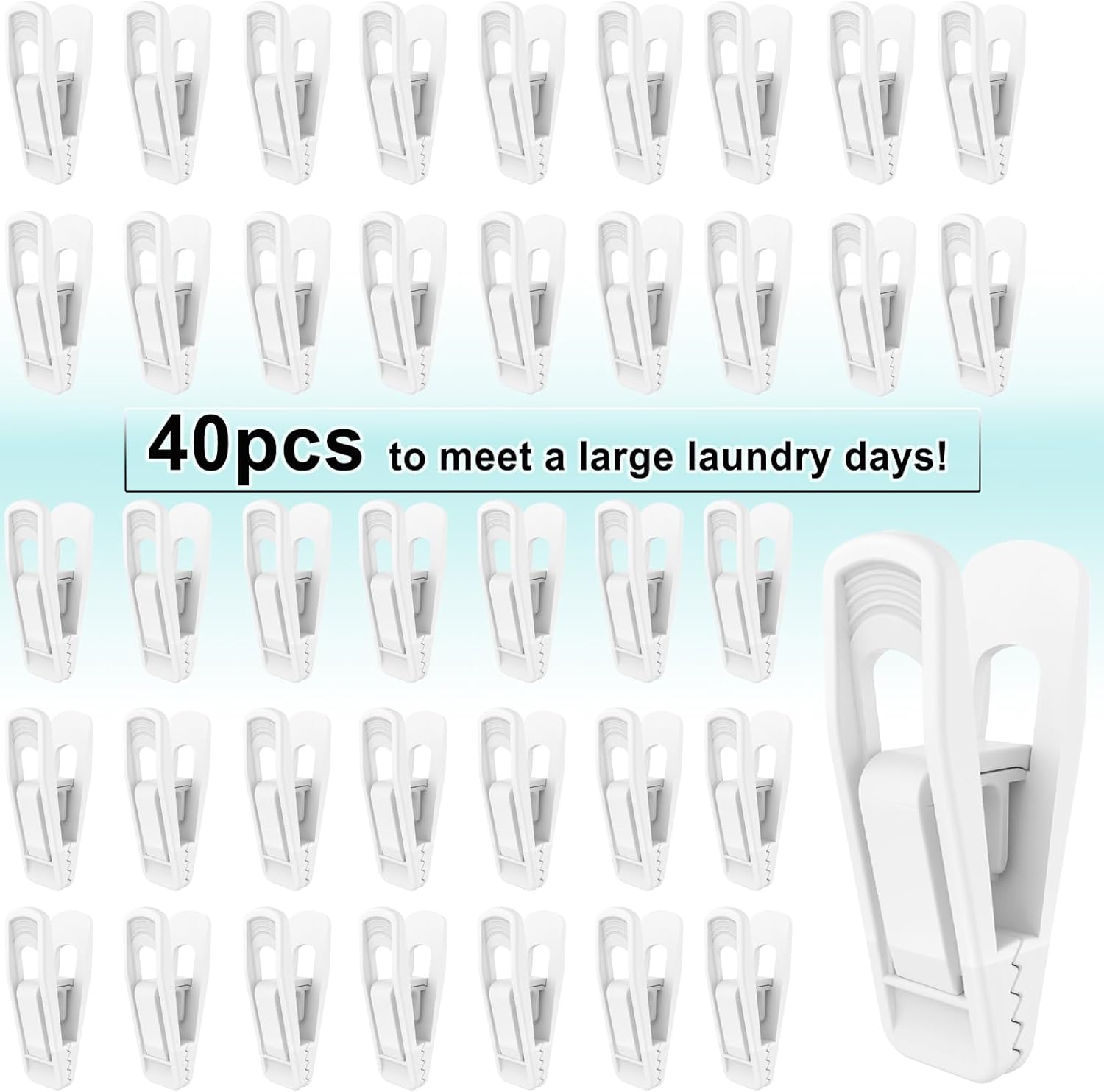 Hanger Clips for Velvet Hangers (White, 40 PCS), Non-Slip Plastic Clips Pant Skirt Hanger Clips for Flocking Hangers