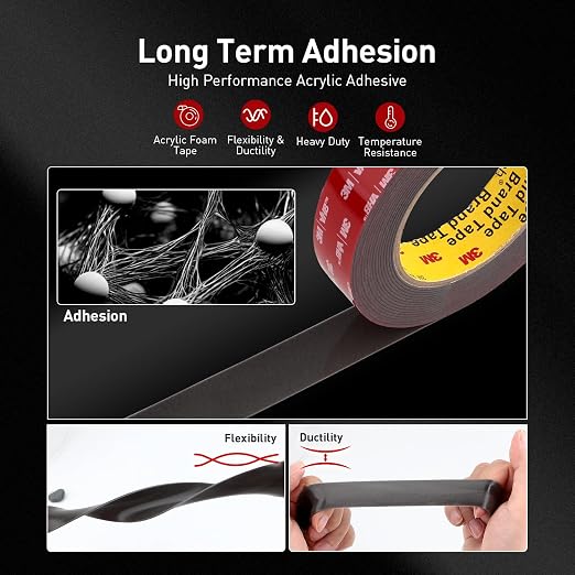 3M Double Sided Tape, Heavy Duty, 3/4” x 18Ft, Waterproof Foam Mounting Tape - Image 4