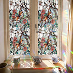 Retro Flower Window Privacy Film, Stained Glass Decals Floral Butterfly Privacy - Image 4