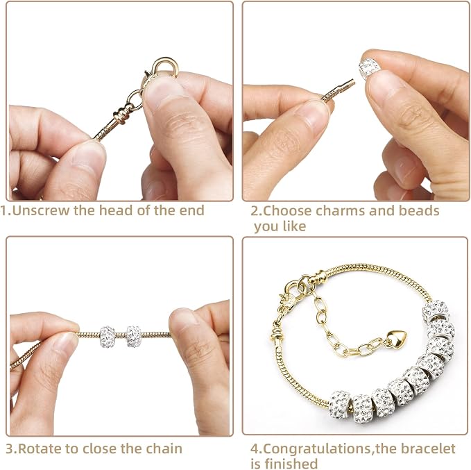 ZYEHXED 10PCS Snake Chain Charm Bracelet - Image 3