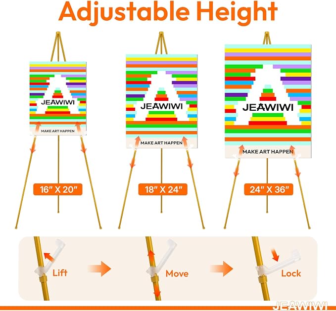 JEAWIWI 7PCS Golden Easel Stand - Image 4