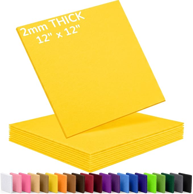 2mm Stiff Felt Sheets 12" X 12" | Thick Polyester Felt Material, DIY Craft by Luceinvita