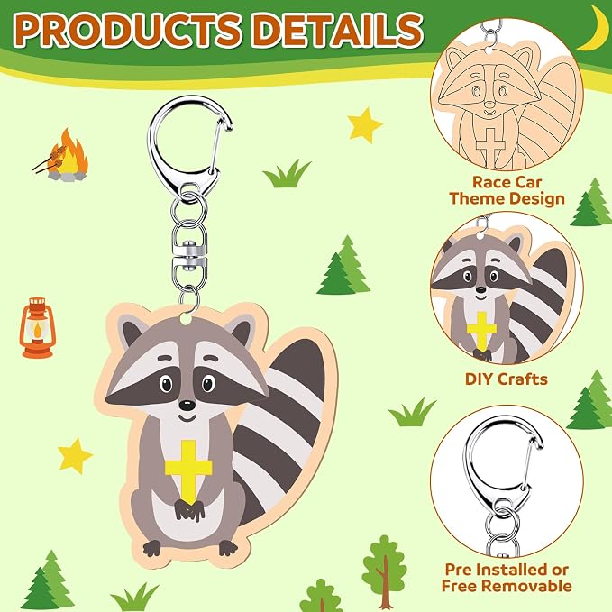 RattanView 24 Pcs Camp Craft Color Your Own Religious Camping Keychains DIY - Image 3