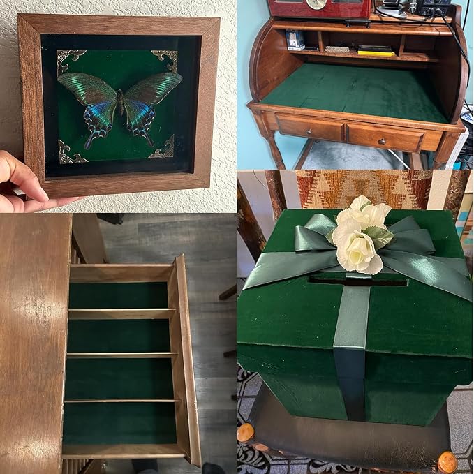 Green Self Adhesive Soft Velvet Drawer Liner DIY Fabric Felt Liner - Image 5