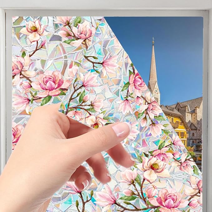 Floral Stained Glass Window Privacy Film, Retro Decorative Rainbow Window - Image 3