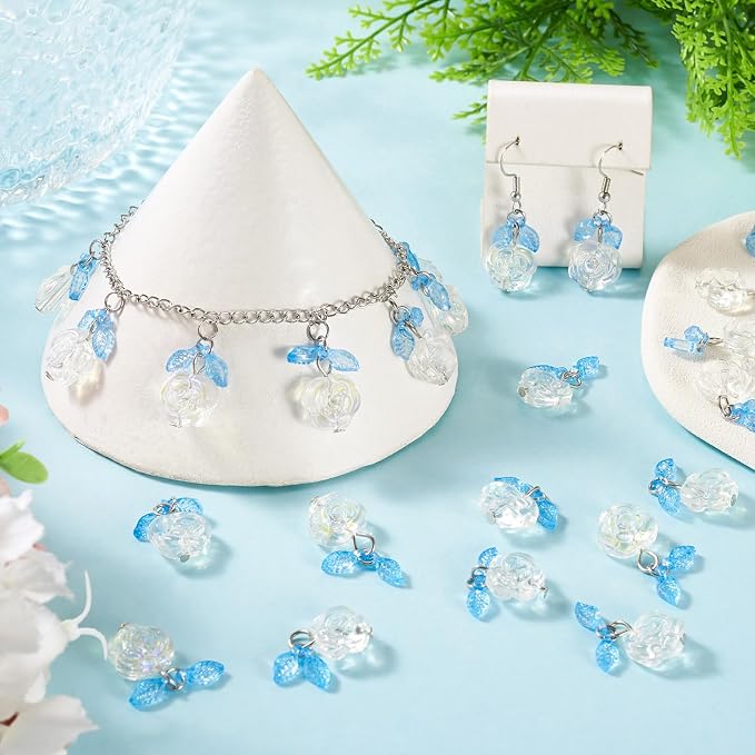 FASHEWELRY 30pcs Crystal Glass Flower Pendants - Image 2