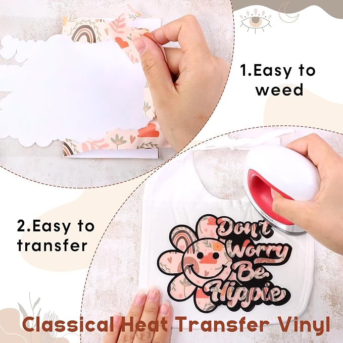 HTVSTD Boho Flower HTV Heat Transfer Vinyl 12pcs 12×10in Iron on Vinyl | Flower - Image 4