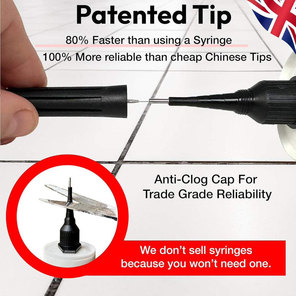 Precision 300ml from Floor-Fix Pro - Fix Loose Tiles - for Loose & Hollow Tiles, Wood, LVT & Laminate - Includes 1.9mm Syringe Tip - Adjustable to 6mm + Anti-Clog Performance (Pack of 3)