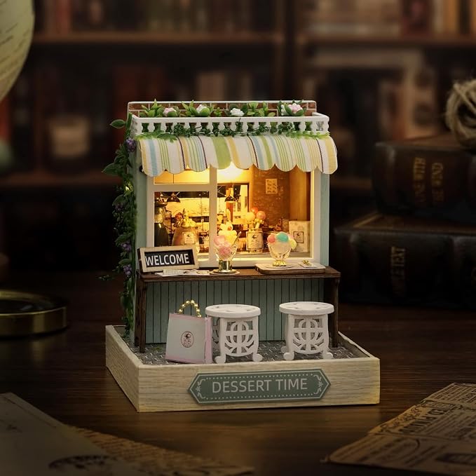 Miniature House Kit, CUTEROOM Tiny House Kit Wooden Dollhouse Kit Mini House - Image 6