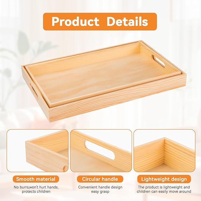 Wooden Serving Trays with Handle - Image 3