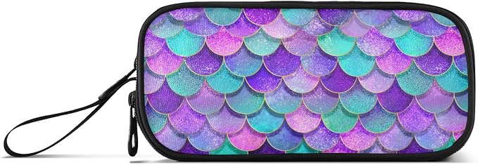 Pink Blue Purple Mermaid Scales Pencil Case Box Boys Girls Large Pencil Pouch - Image 6