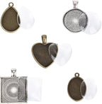 60 Pieces 5 Styles Pendant Trays 30pcs Round & Square & Heart & Teardrop & Oval - Image 3
