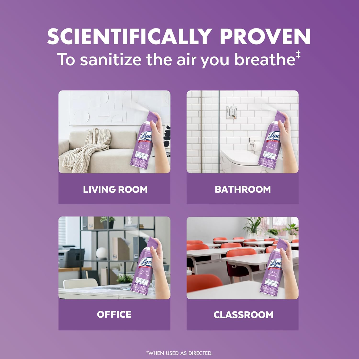 Lysol Air Sanitizer Spray with Odor Eliminator for Home & Office, Sanitizing Spray, Air Freshener Alternative, Lavender Sky Scent, 10 oz (Pack of 3)