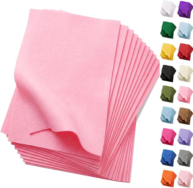 Soft Pink Felt Fabric Sheets for Crafts, 8 x 12 Inch Felt Squares, Patchwork by FANOMMI
