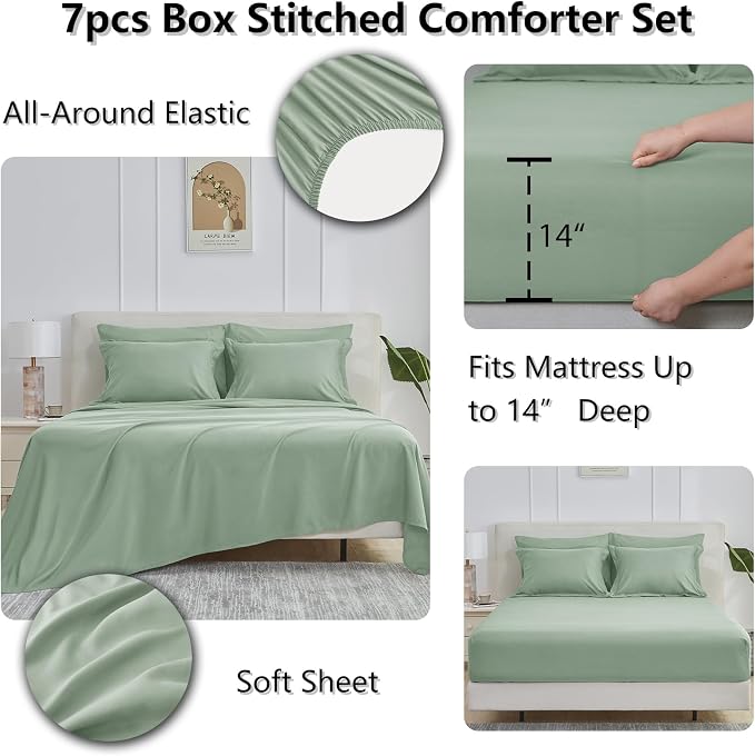CozyLux Full Size Comforter Sets Sage Green - Image 6