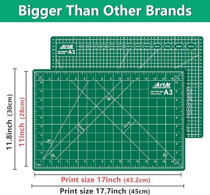 ArtAt Self Healing Cutting Mat:【10 Pack Cutting Mat 12″x 18″】 Green Double - Image 6