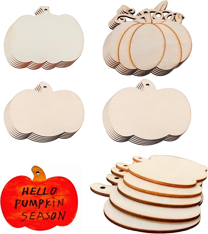 48PCS Unfinished Wood Pumpkin Cutouts by QDXATIVP