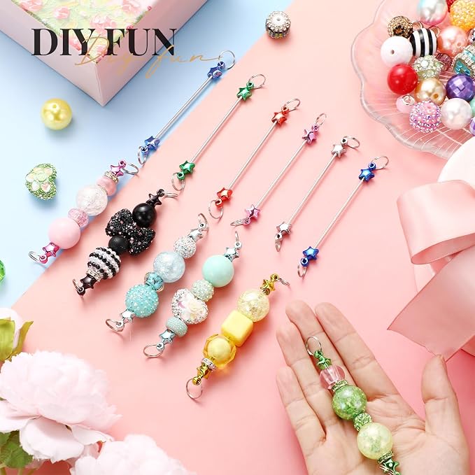 Tondiamo 24 Pcs Beadable Keychain Bars Bulk Blank DIY Metal Beaded Keychain - Image 2