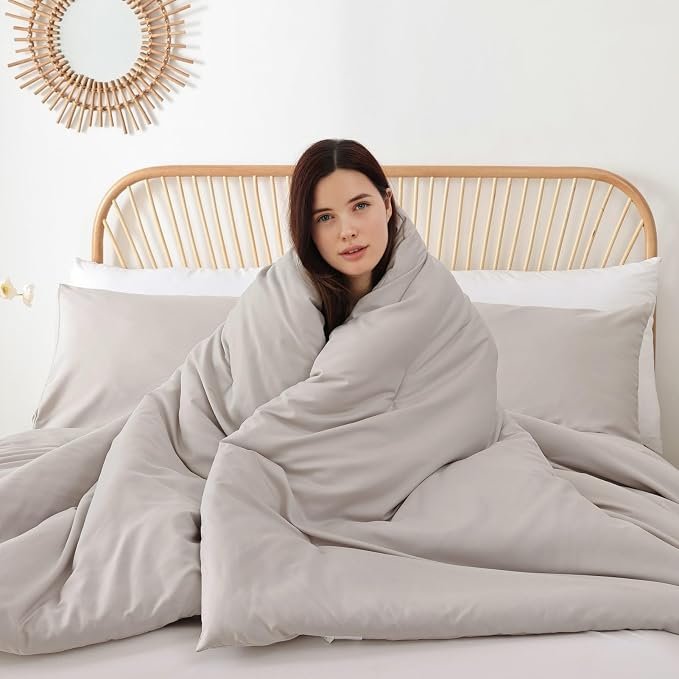 ROSGONIA Comforter Full Size for Girls Boys Teens Linen Grey - Image 3